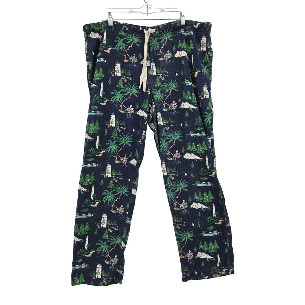Vineyard Vines Mens XL Pajama Pants Navy Holiday Flamingo Lighthouse Lounge Soft